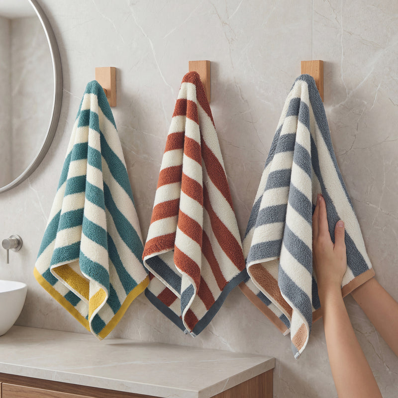 Reversible Striped Cotton Hand Towel