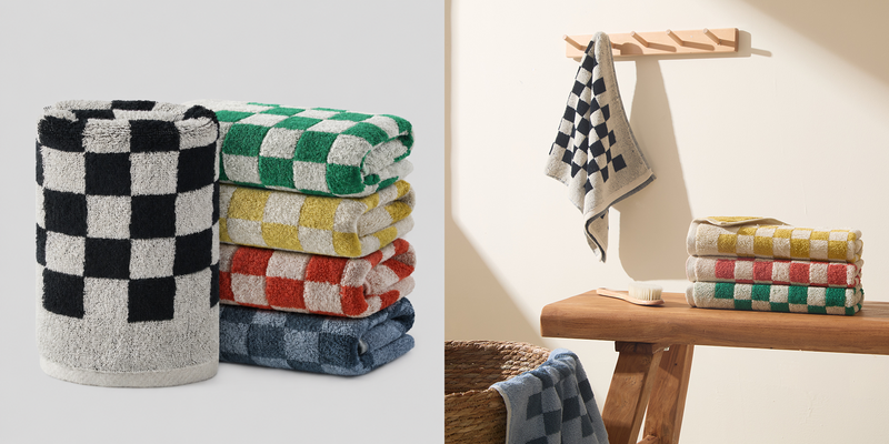 Checkered Cotton Hand Towel 5-Pack