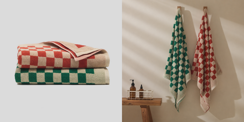Checkered Cotton Bath Towel 2-Pack