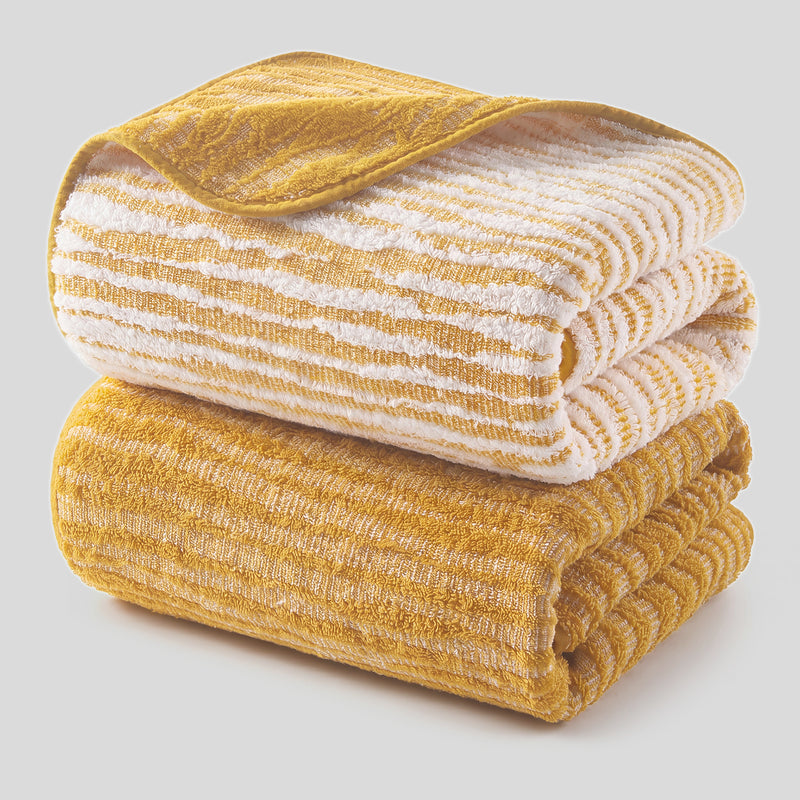 Textured Stripe Cotton Bath Towels 2-Pack