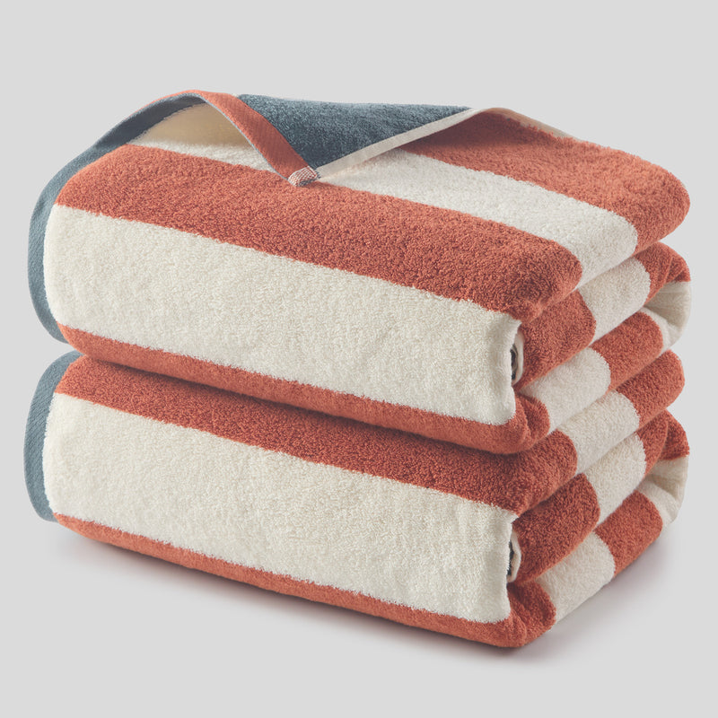 Reversible Striped Cotton Bath Towel - 2 Pack