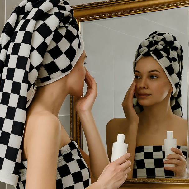 Checkered Cotton Bath Towel 2-Pack